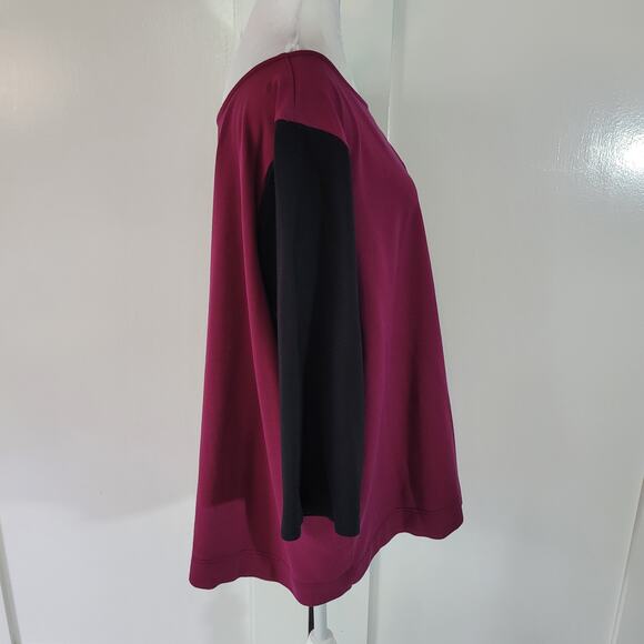 Lane Bryant Size 26/28 Color Block Two Tone Pinstripe 3/4 Sleeve Top Round Neck - Picture 2 of 9